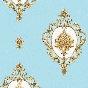 Nordic style gold cup shape Damask big flower on white background PVC wallpaper in stock