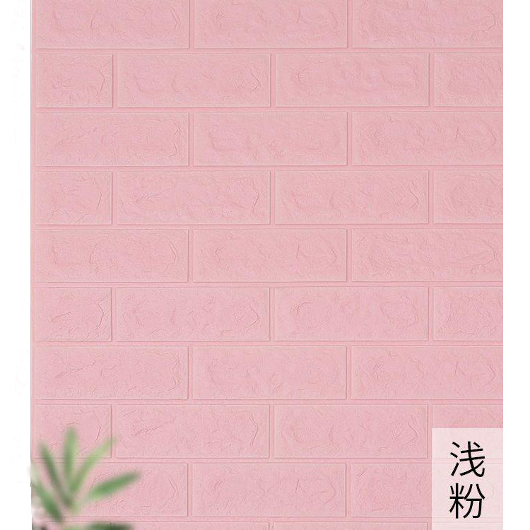 pink color 3d Brick Self-Adhesive covering xpe foam Wall Coating soft anti-collision wallpaper peel and stick foam wall panels