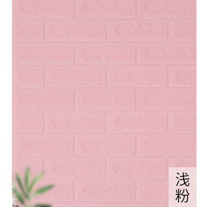 pink color 3d Brick Self-Adhesive covering xpe foam Wall Coating soft anti-collision wallpaper peel and stick foam wall panels