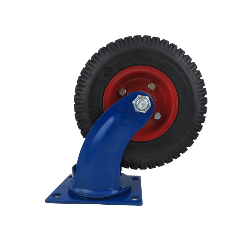 8 inch swivel heavy duty casters industrial casters wheels red rims rubber cast iron large tires outdoor