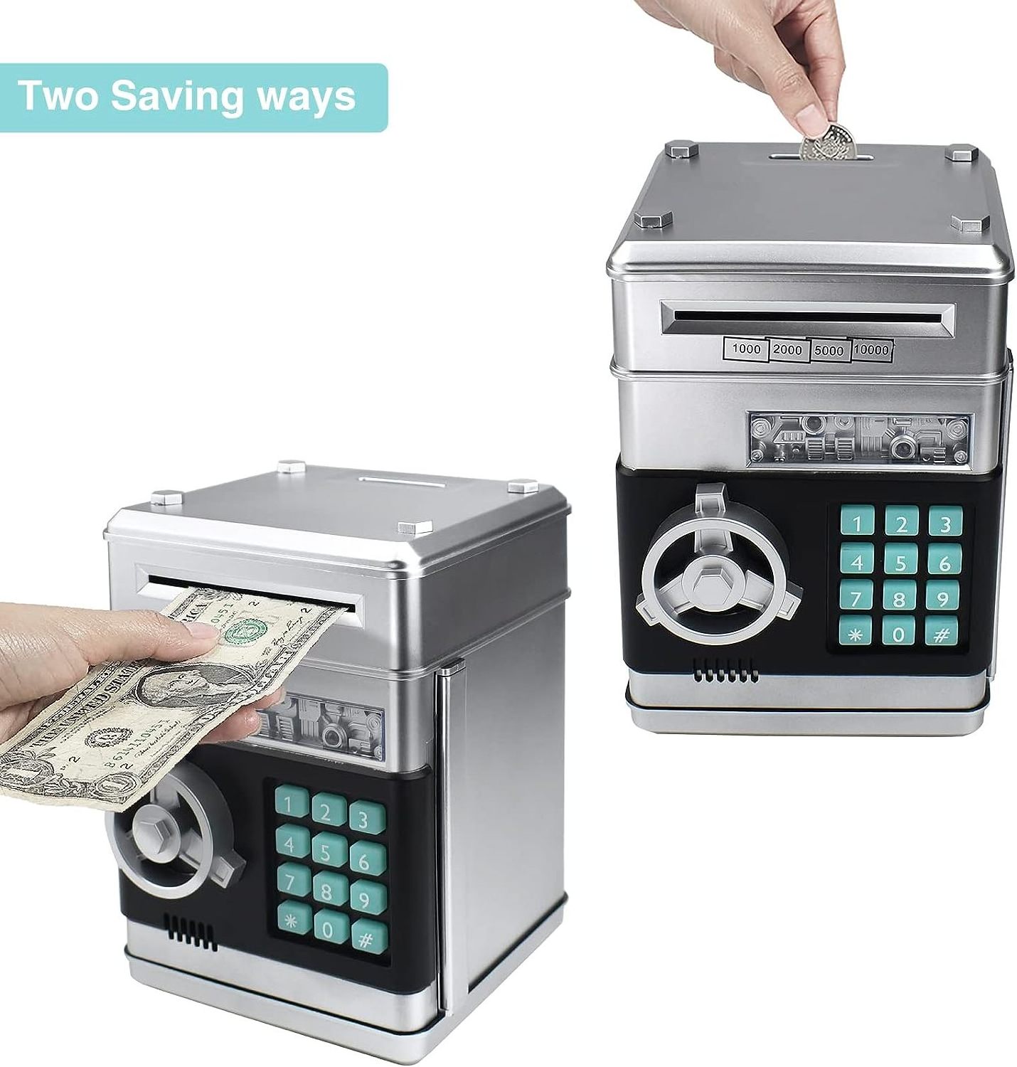 with password electronic mini atm machine money saving box spardose coin alcancias tirelires cash register piggy bank