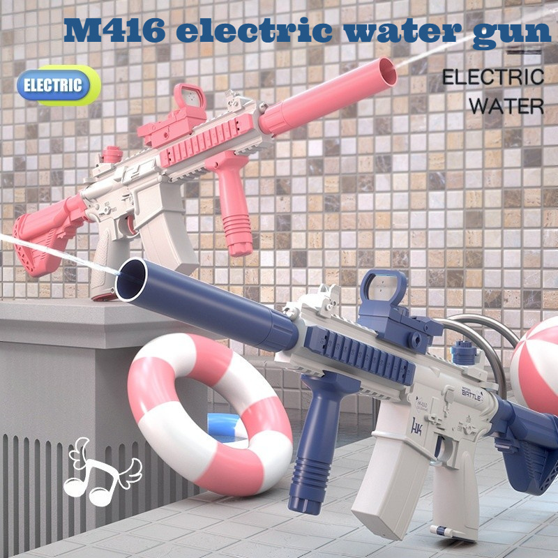 blue pink summer sniper super battery powered water gun powerful big automatic m416 electric water blaster gun for kids children