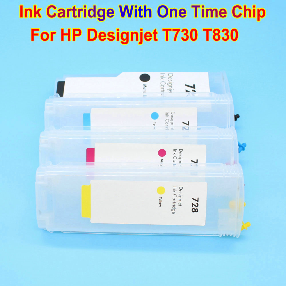 For HP 728 Refillable Ink Cartridge With Chip Printer Refill Ink Cartridges For HP Designjet T730 T830 Print Plotter 300ML Kit