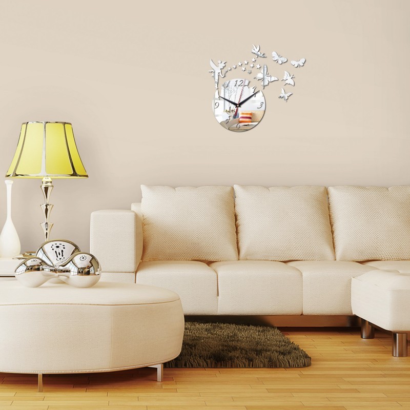 Home Decor Large Luxury Mirror Clock 3d Diy Butterfly Stickers Acrylic Wall Clock Quartz Analog Living Room 2023 New Design