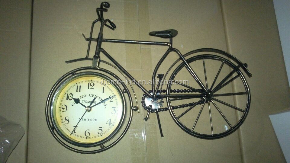 bicycle shaped antique mechanical table clock for gift