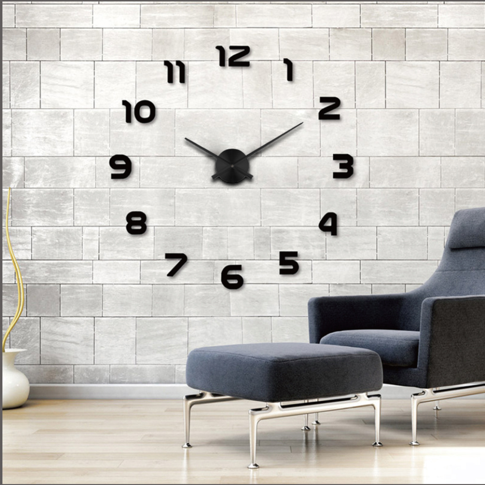 3D Wall Clock DIY Large Decorative Wall Sticker Clocks Foam + Acrylic Mirror + Watch EVA Aluminum Living Room Art for Home 10CM