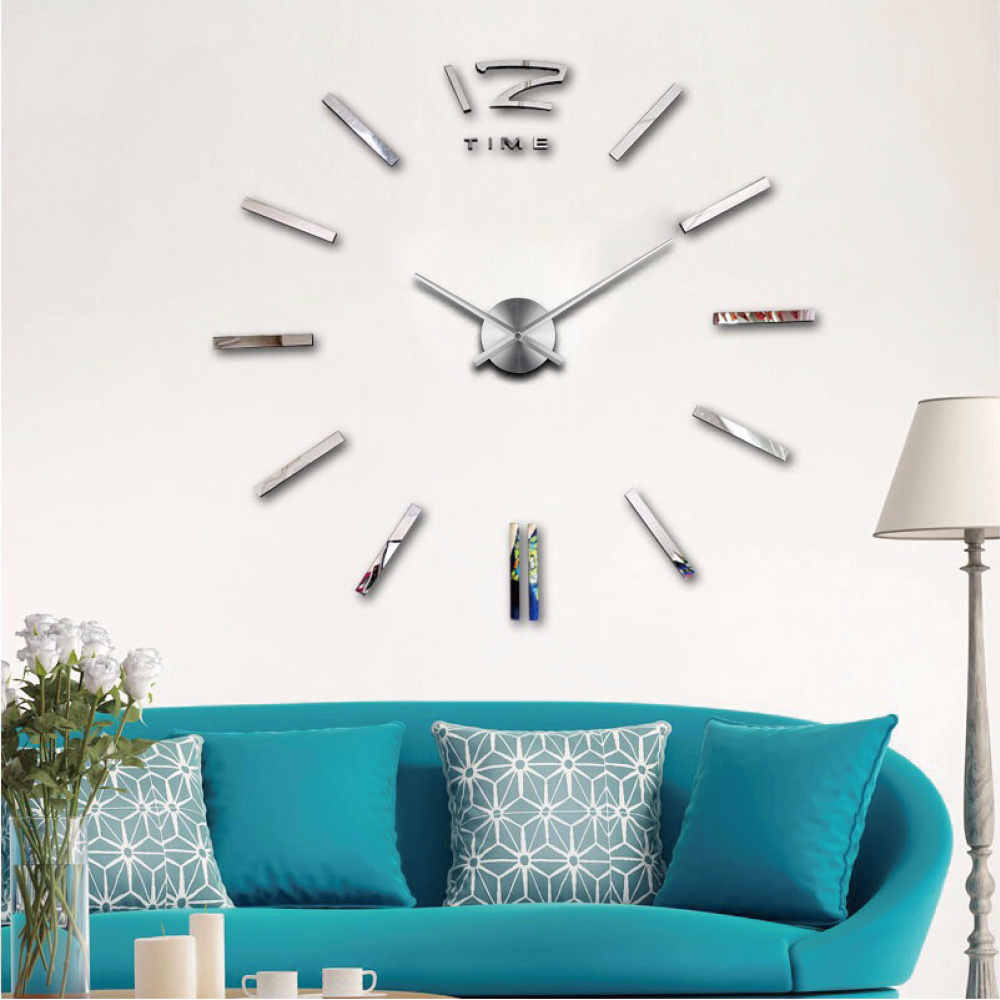 3D Wall Clock DIY Large Decorative Wall Sticker Clocks Foam + Acrylic Mirror + Watch EVA Aluminum Living Room Art for Home 10CM