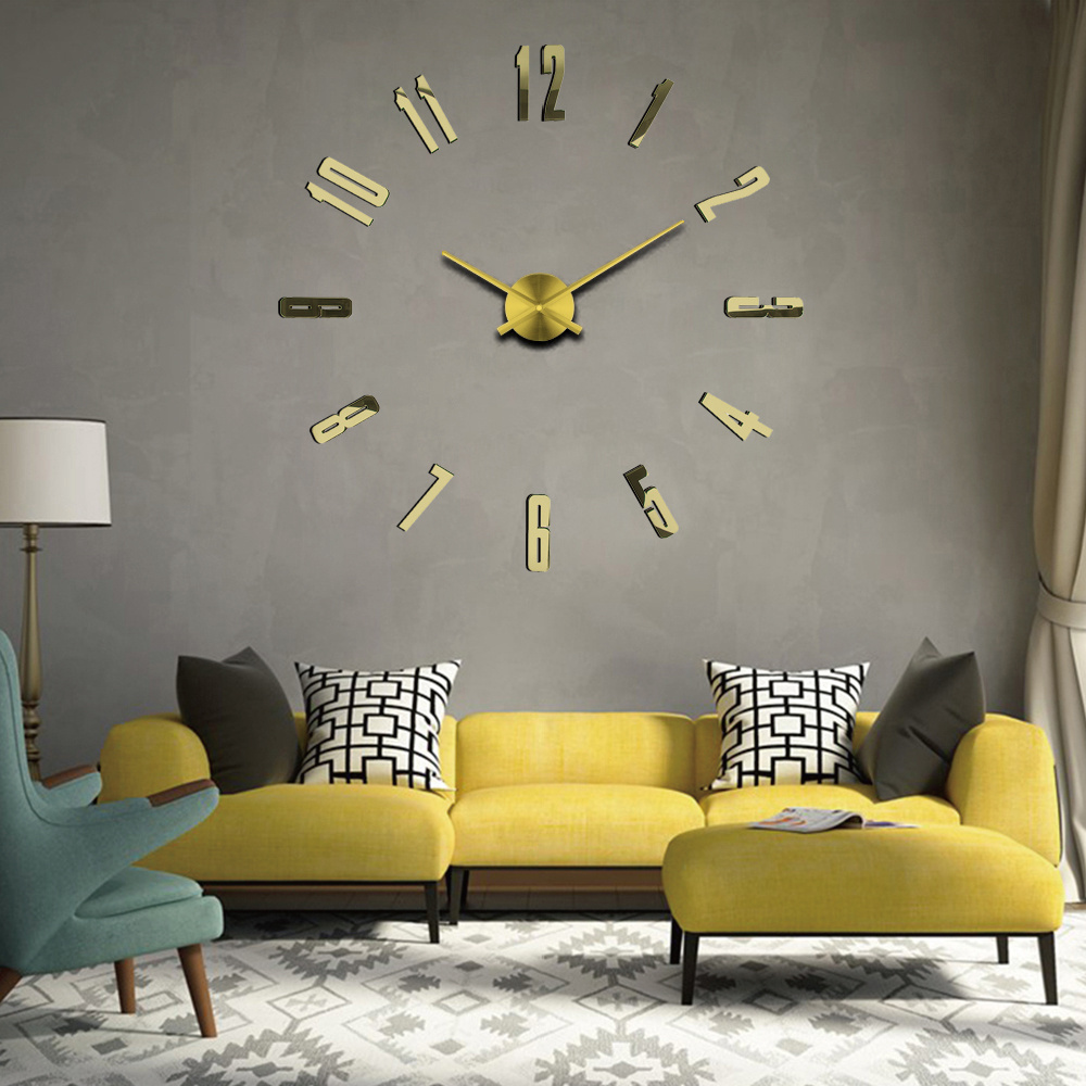 Luxury Wall Clock DIY Stickers 3D Art Clock Foam + Acrylic Mirror + Wall CLOCKS EVA Aluminum Quartz Movement Creative for Home