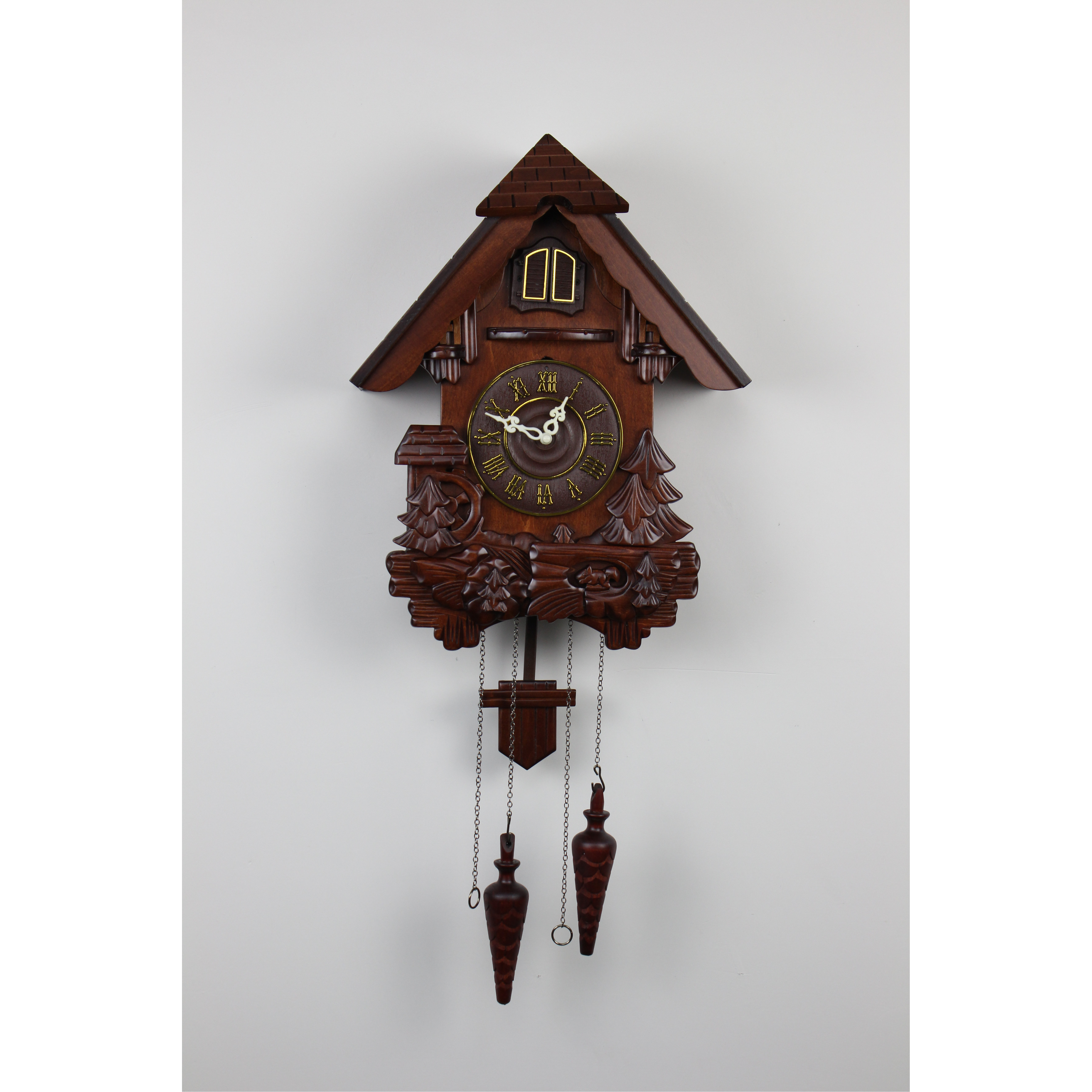 Cuckoo Clock Bird Come Out Wall Clock Home Decoration Hand-carved Wooden Analog Quartz Quartz Movement Living Room Single Face