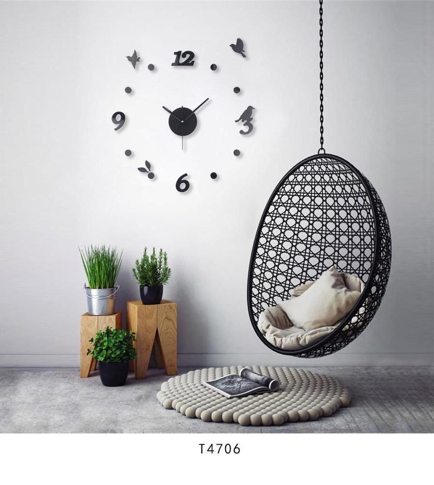 Black Birds Wall Clock 3D DIY Home Decor Mirror Stickers Wall Watch