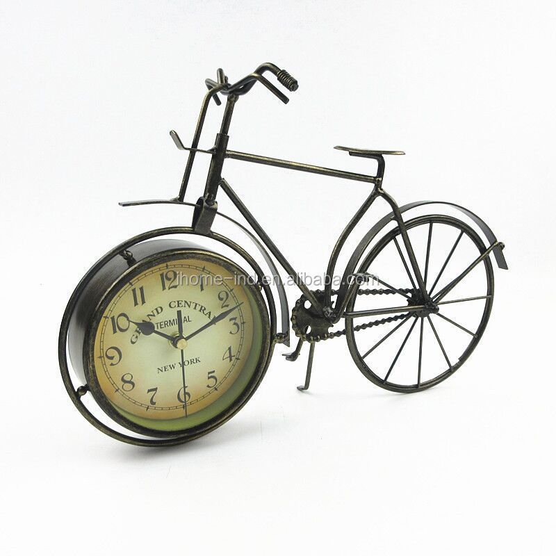 bicycle shaped antique mechanical table clock for gift