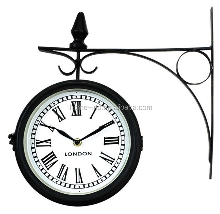 garden decoration Double side wall clock Garden Metal Wall Clock