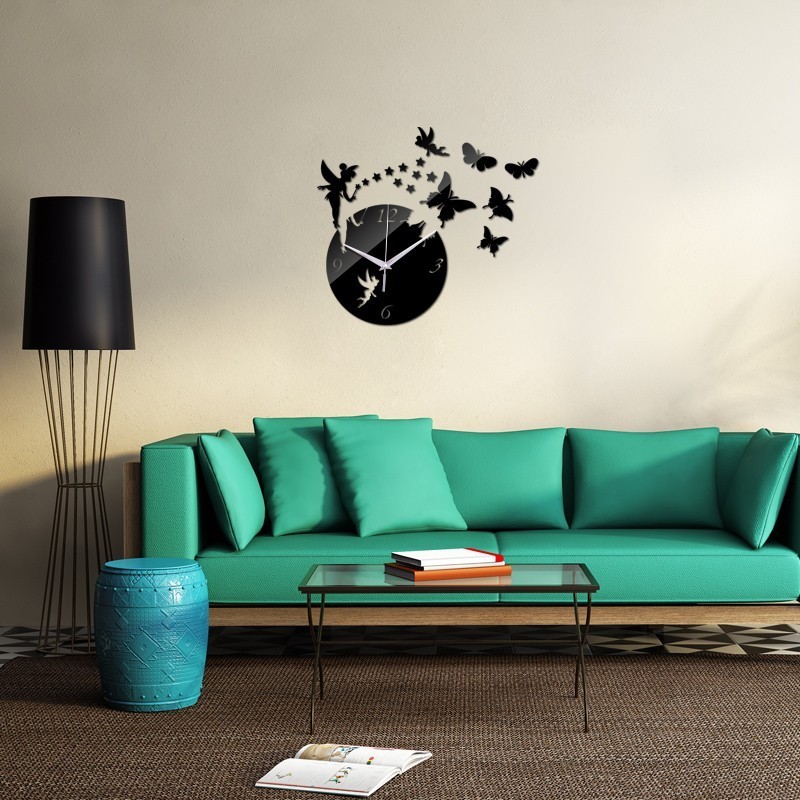 Home Decor Large Luxury Mirror Clock 3d Diy Butterfly Stickers Acrylic Wall Clock Quartz Analog Living Room 2023 New Design