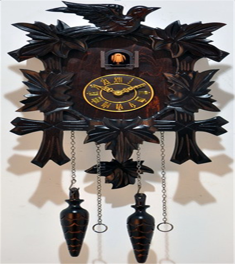 Cuckoo Clock Bird Come Out Wall Clock Home Decoration Hand-carved Wooden Analog Quartz Quartz Movement Living Room Single Face