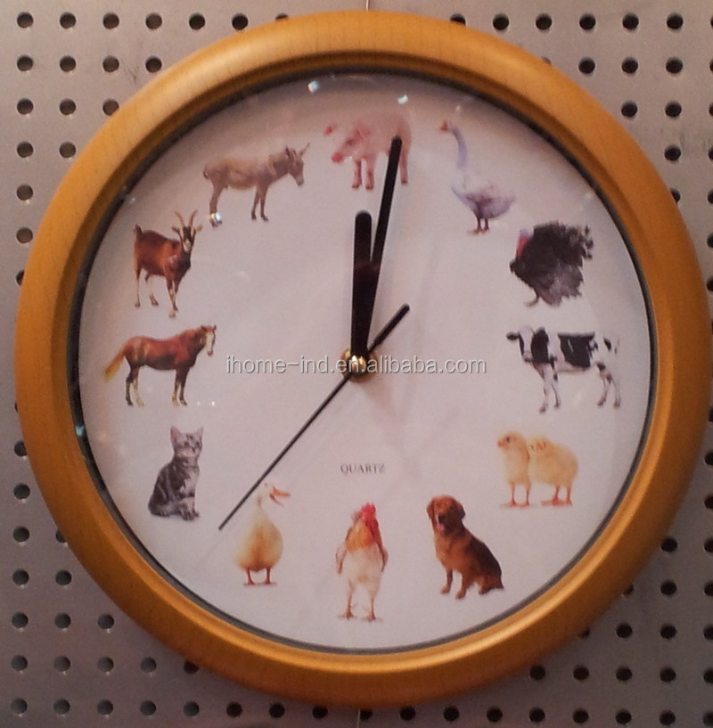 animal sound wall clock with cat sound and bird sound clock