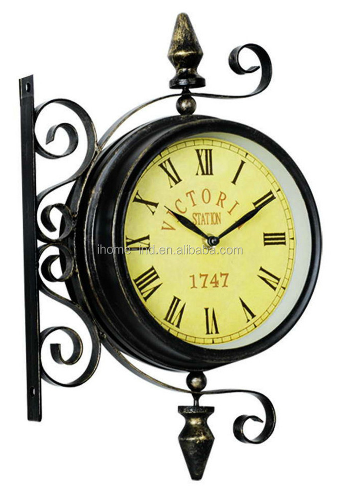 garden decoration Double side wall clock Garden Metal Wall Clock