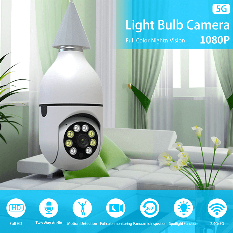 TUYA 5G 1080P HD dual light full color night vision voice intercom mobile tracking wireless PVT surveillance camera Bulb camera