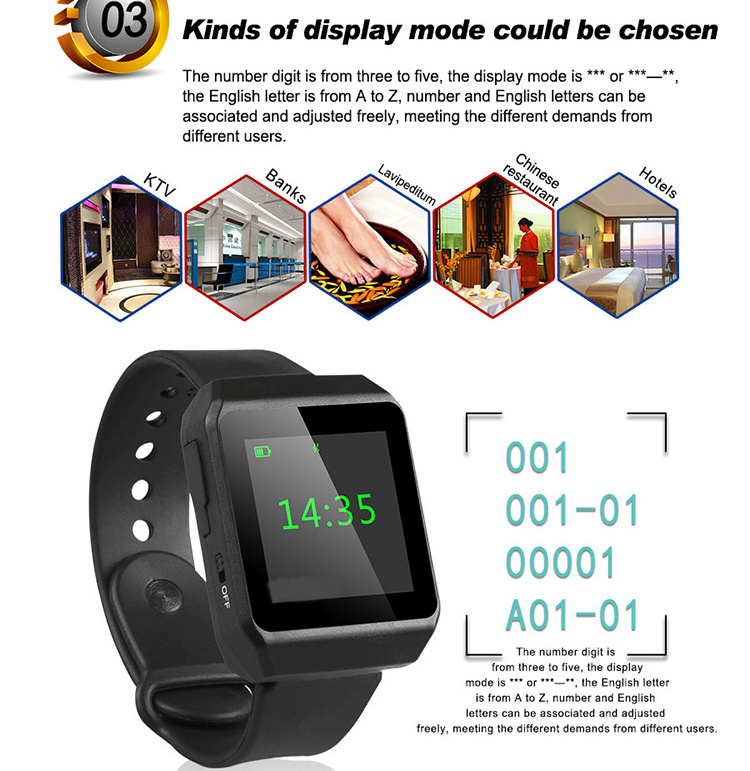 High quality wireless portable waterproof wrist touch screen watch receiver pager