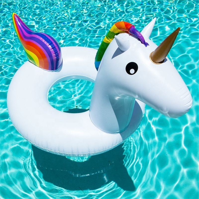 Children unicorn ring Swimming Floating Lounge Raft Floater Snow Tube Chair Inflatable Pool Float Lounger for kids