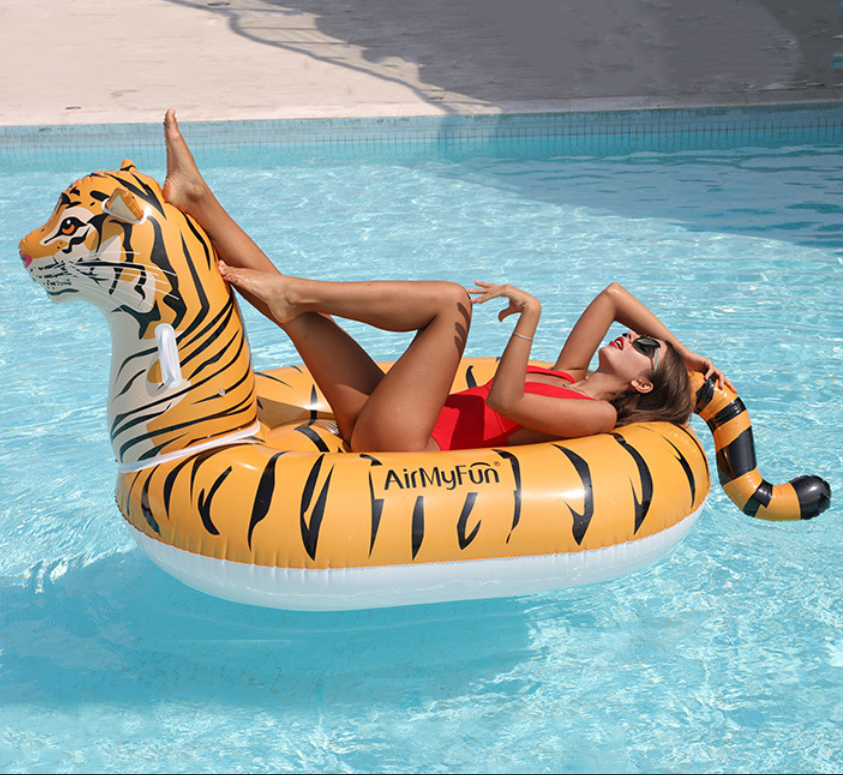 Hot sell inflatable tiger toy inflatables float  beach PVC water inflatable mattress in stock