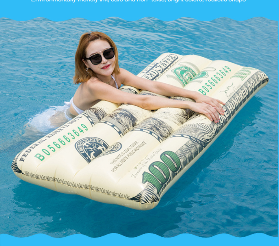 Inflatable Lightweight Floating Portable Floating Chair US Dollar shape Water Lounger Hammock Pool Float