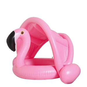 Hot Sales China Manufacturer Flamingo PVC Inflatable Baby Swimming Pool Float Circle Ring with Seat Awning  for Baby & Child