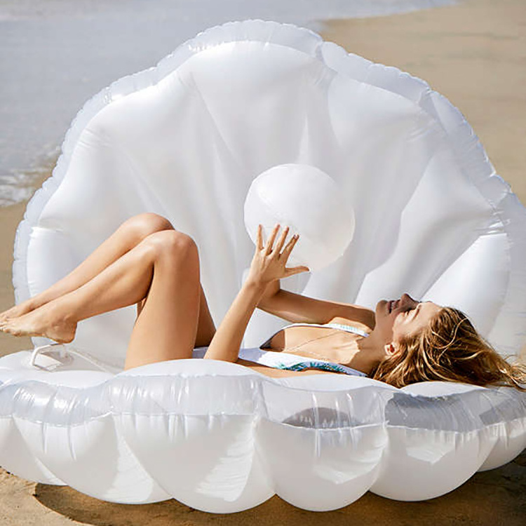 Inflatable buoy clam shell float Adult inflatable White Seashell pool float