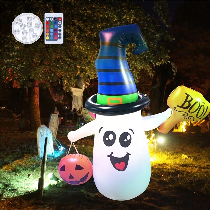 PCV atmosphere inflatable Halloween ghost tumbler outdoor glowing toy ghost LED lights decorations indoor backyard