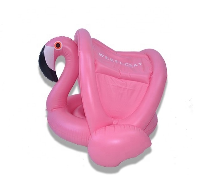 Hot Sales China Manufacturer Flamingo PVC Inflatable Baby Swimming Pool Float Circle Ring with Seat Awning  for Baby & Child