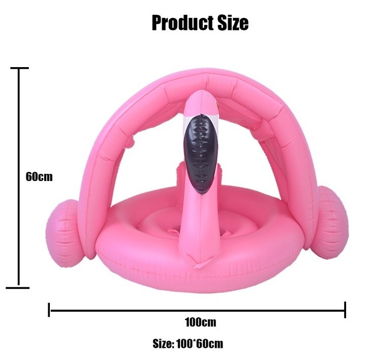 Hot Sales China Manufacturer Flamingo PVC Inflatable Baby Swimming Pool Float Circle Ring with Seat Awning  for Baby & Child