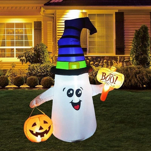 PCV atmosphere inflatable Halloween ghost tumbler outdoor glowing toy ghost LED lights decorations indoor backyard