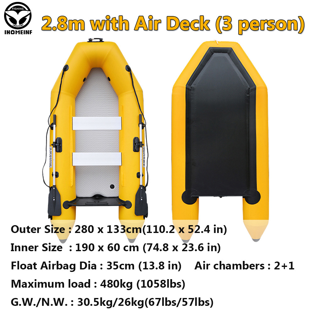 Fashion design pvc  rowing boats kayaks Popular design size 2m 3m 4m  Inflatable Fishing Boat With Outboard Motor