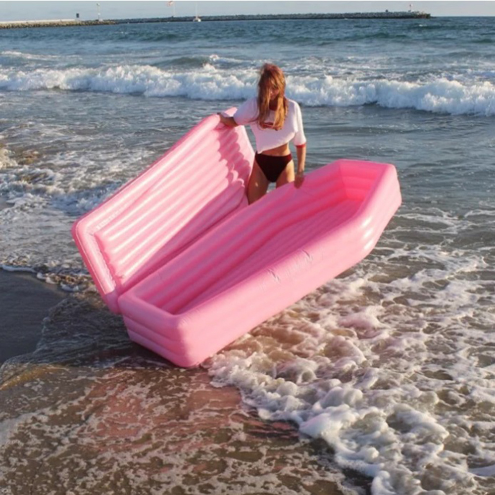 Swimming Caskets buoy Custom Inflatable Pink Coffin Pool Float for Halloween gift