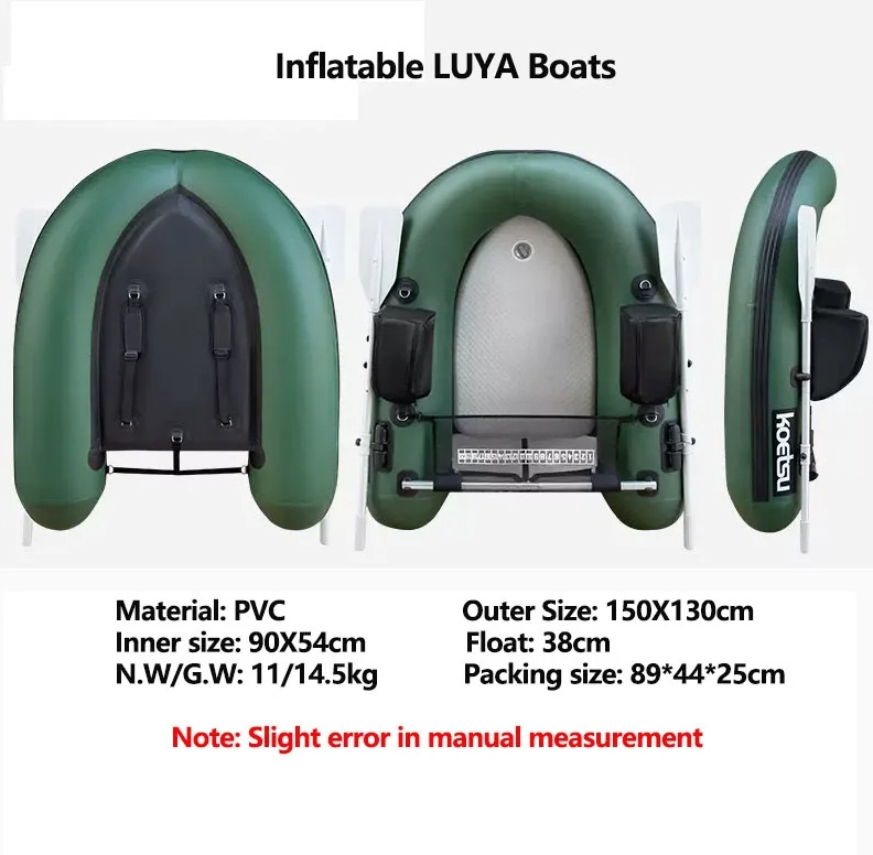 Inflatable Luya Boat Set Portable Flippers Fishing Boat 2+1 Air Chamber Single Folding Rubber Boat Portable Kayak Fishing Canoe