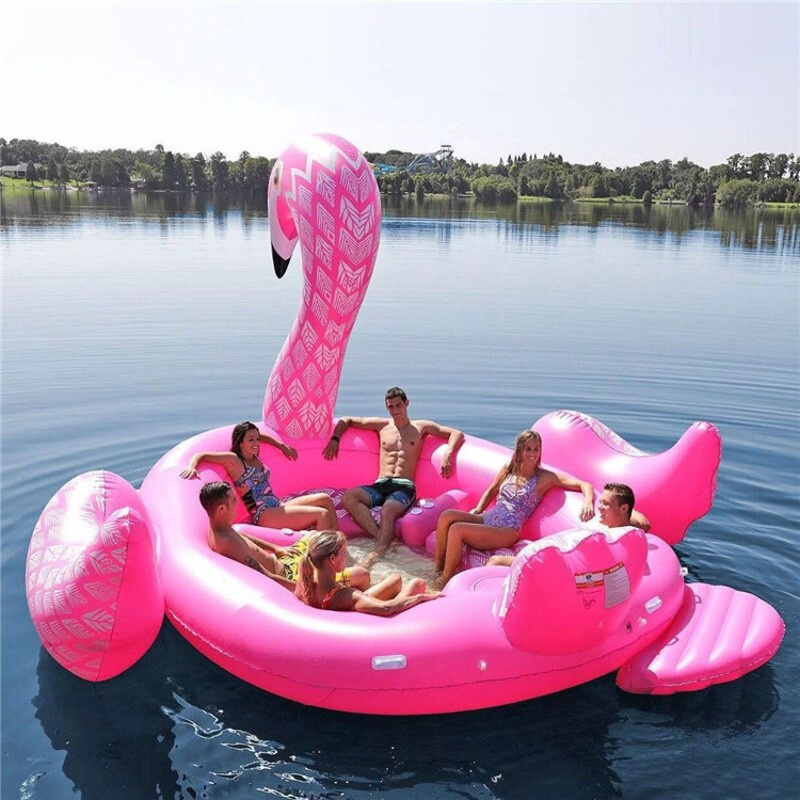 New design flamingo peacock 6 person inflatable floating island pool float lounge inflatable raft for watergames pool float