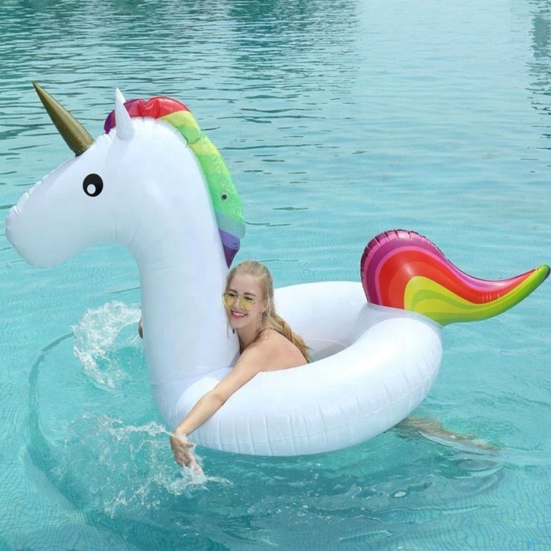 Children unicorn ring Swimming Floating Lounge Raft Floater Snow Tube Chair Inflatable Pool Float Lounger for kids