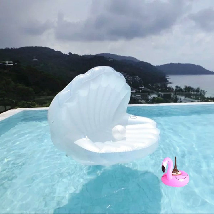 Swimming White Clam shell Pool buoy Inflatable Sea Shell floating for sport