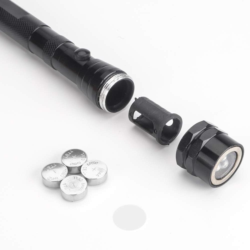 IHUAlite Portable Aluminum Pocket 3 LED Telescopic Flexible Extendable Magnetic Pick-up Tool 3 LED Flashlight Picker with Clip