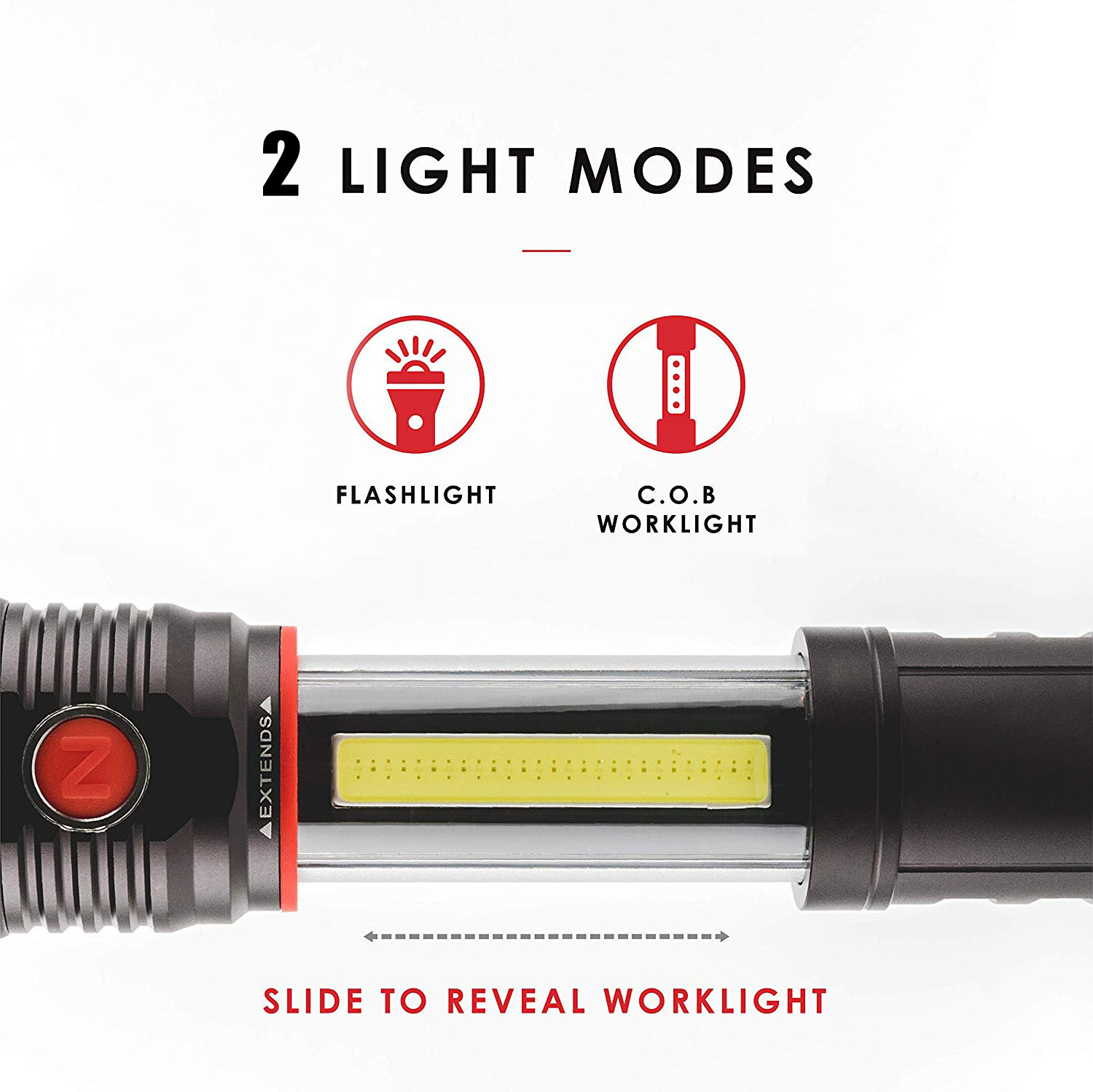 IHUAlite Portable Handheld Magnetic 3W LED Aluminum Tactical Flashlight 3W COB Work Flashlight