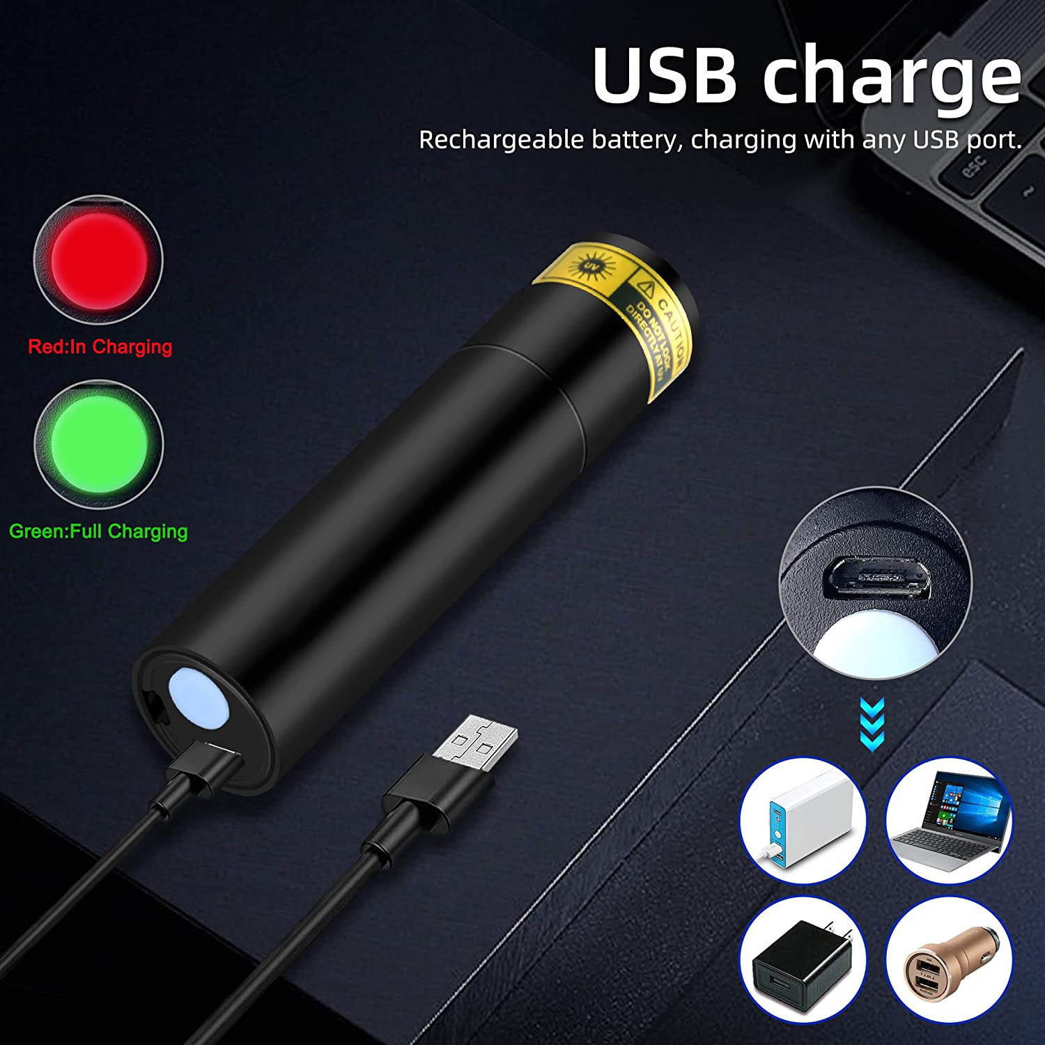 IHUAlite 3W Small UV Flashlight 365nm USB Rechargeable Portable Ultraviolet Mini Black Light Minerals Money Pet Urine