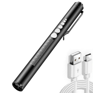 IHUAlite Portable Waterproof Aluminum Pocket LED Pen Flashlight Type-C USB Rechargeable Pen Light for Nurse