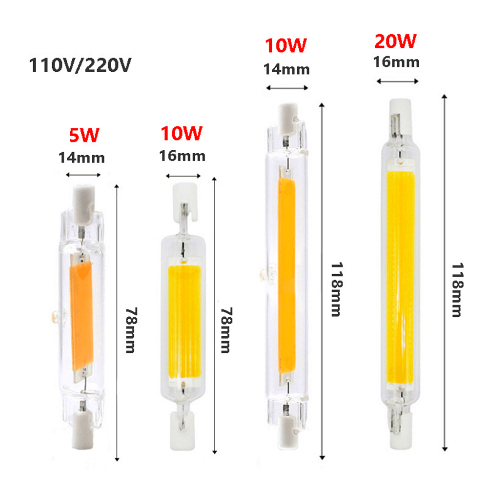 Glass Tube COB Bulb R7S Corn Lamp Replace Halogen Light R7S Dimmable LED Bulb AC Motion Sensor Bulb 78MM 118MM 5W-20W 3 Years