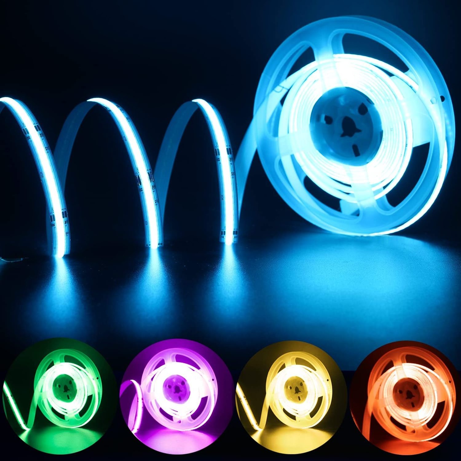 DC 5V 12V 24V Flexible LED Light RGB White 480LEDs/M CRI 90+ High Lumen COB LED Tape Strip Light