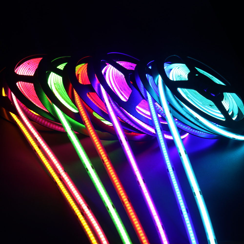 DC 5V 12V 24V Flexible LED Light RGB White 480LEDs/M CRI 90+ High Lumen COB LED Tape Strip Light