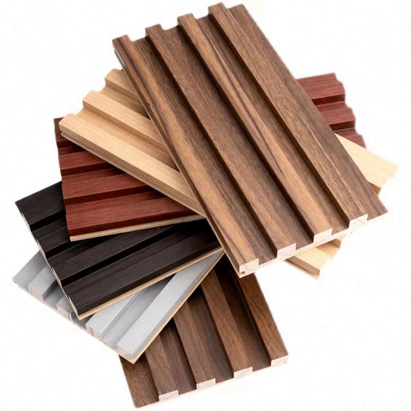 3D Fluted Vertical Slat Interior Decorative Wall Board solid wood grill panel Decor PVC Wainscoting Panel