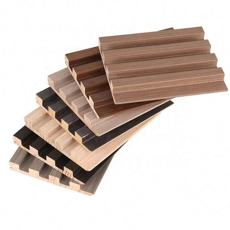 3D Fluted Vertical Slat Interior Decorative Wall Board solid wood grill panel Decor PVC Wainscoting Panel