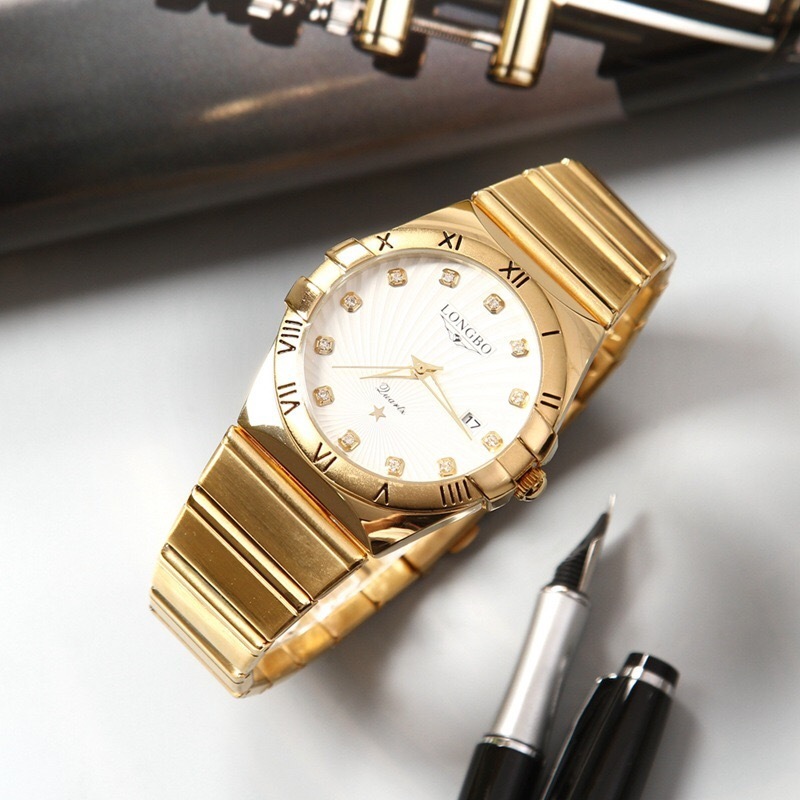 LONGBO Lover Quartz Gold Wristwatches Quartz Watch Fashion Business Luminous Waterproof Steel Waterproof Couple Watch