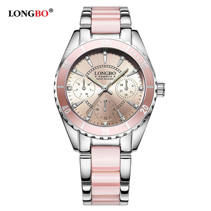 LONGBO 80303 Fashion Elegant Women Analog Quartz Watches Luxury Lady Rhinestone Ceramic watches