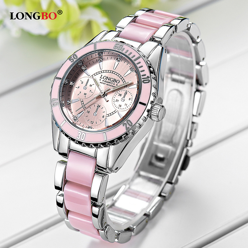 LONGBO 80303 Fashion Elegant Women Analog Quartz Watches Luxury Lady Rhinestone Ceramic watches