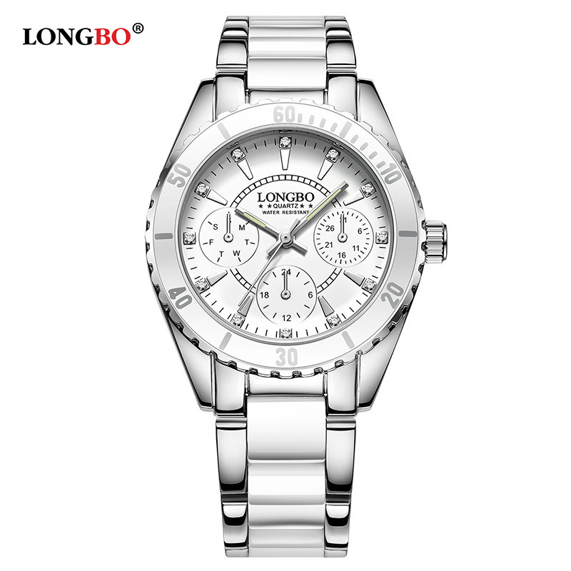 LONGBO 80303 Fashion Elegant Women Analog Quartz Watches Luxury Lady Rhinestone Ceramic watches